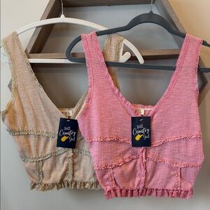 POL Pink and Tan Textured Tank Tops Bundle of 2‼️‼️‼️